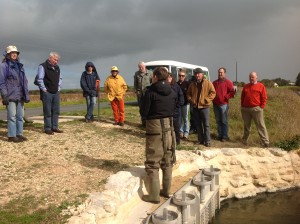 CAP Members receiving a briefing on the Narrung Wetlands from Kate Mason, South Australian Murray Darling  Basin NRM Board.